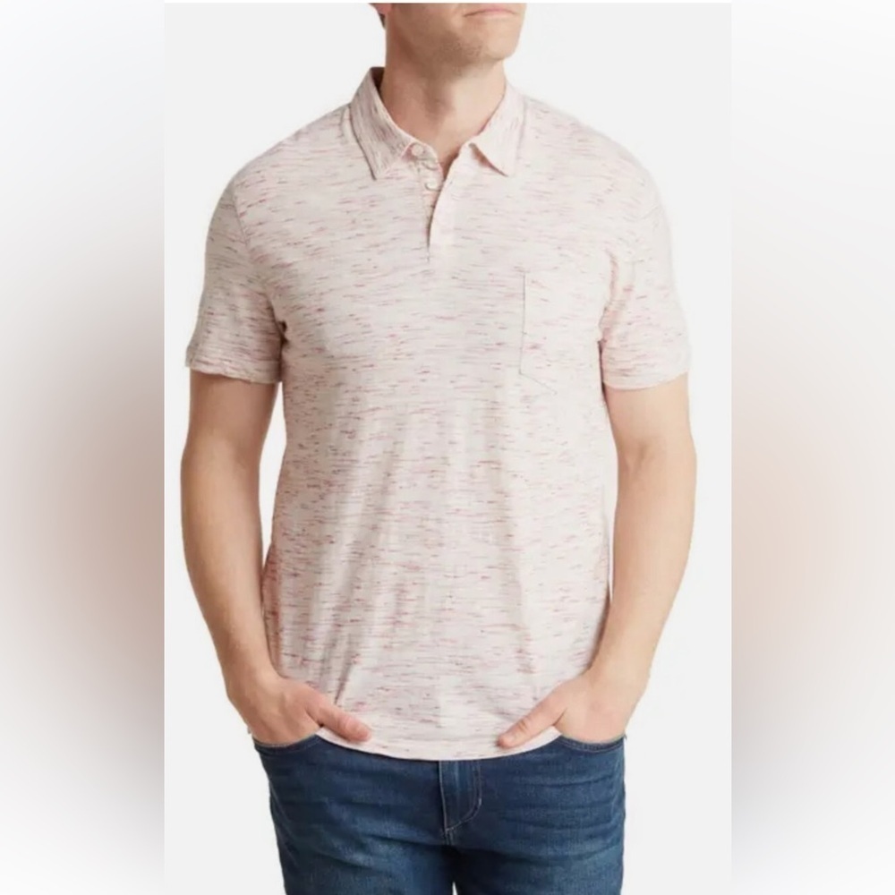 JOHN VARVATOS Men's red and cream abstract pattern pullover shirt size XL